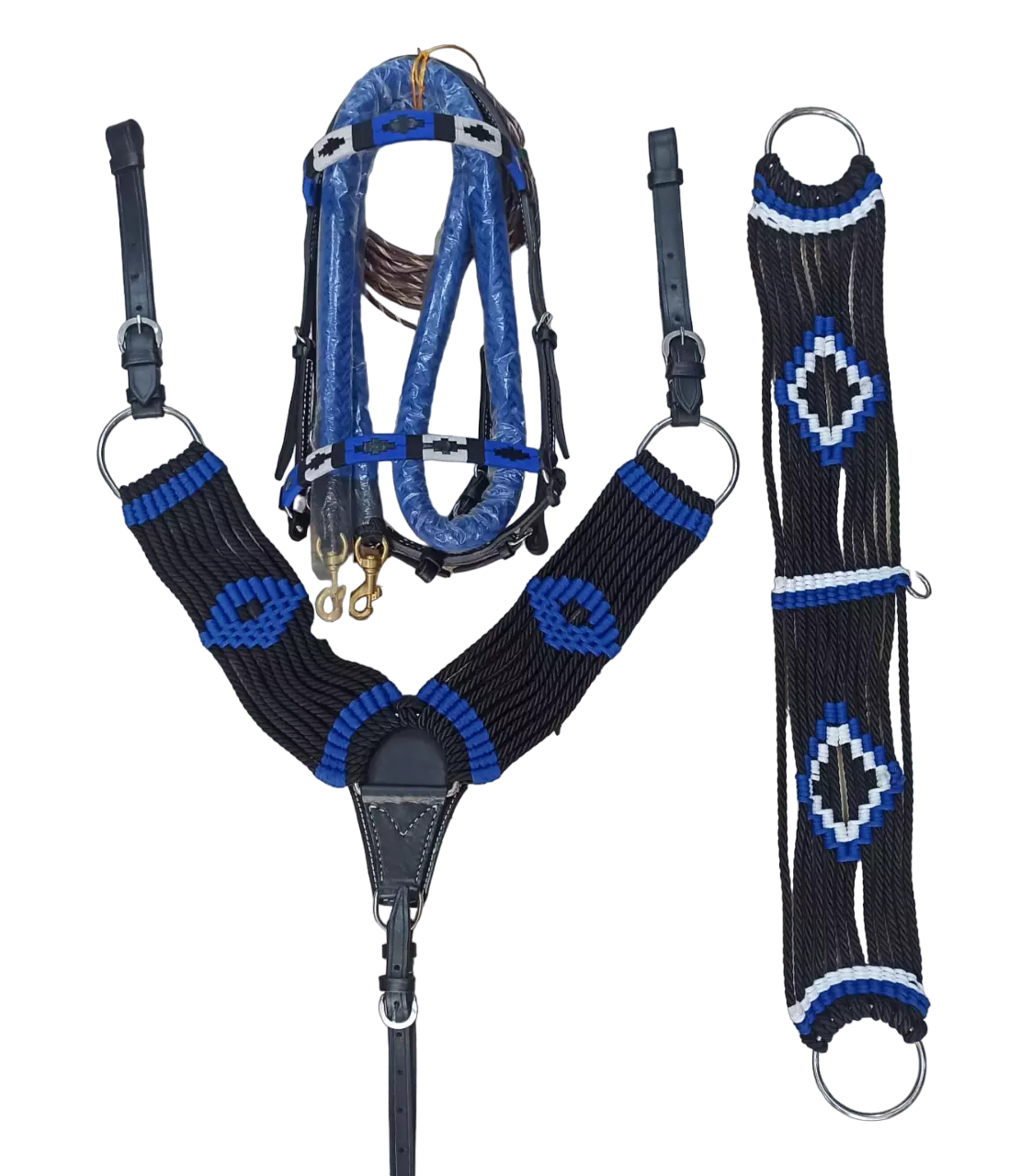 Aperos de cabeza reata y nylon rienda gruesa negro/azul